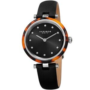 Akribos XXIV Quartz Crystal Black Dial Ladies Watch AK1052BK - Black